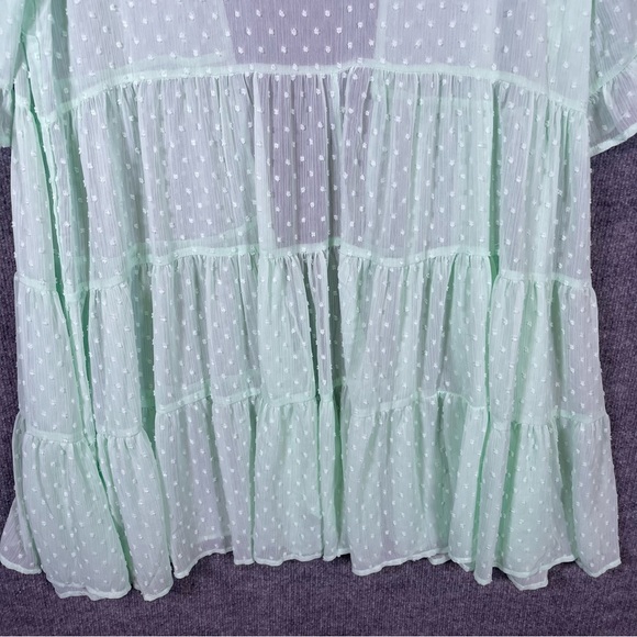 Torrid NWT Women’s 2X 18-20 Mint Green Clip Dot Ruffle Kimono Tiered Open Front - Picture 6 of 8